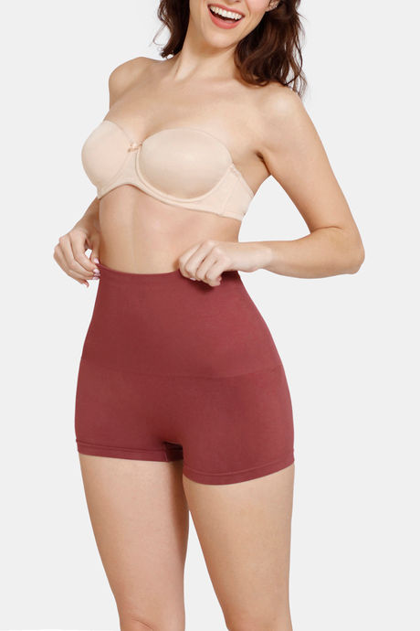 Zivame High Compression Seamless High Waist Boyshorts - Wild Ginger — image 2